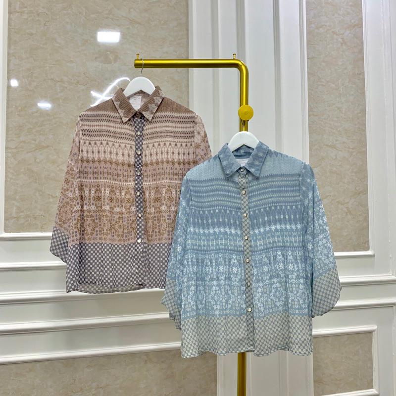 Blouse Batik Plisket / Blouse Lengan 3/4 Balon / Blouse Cantik Batik