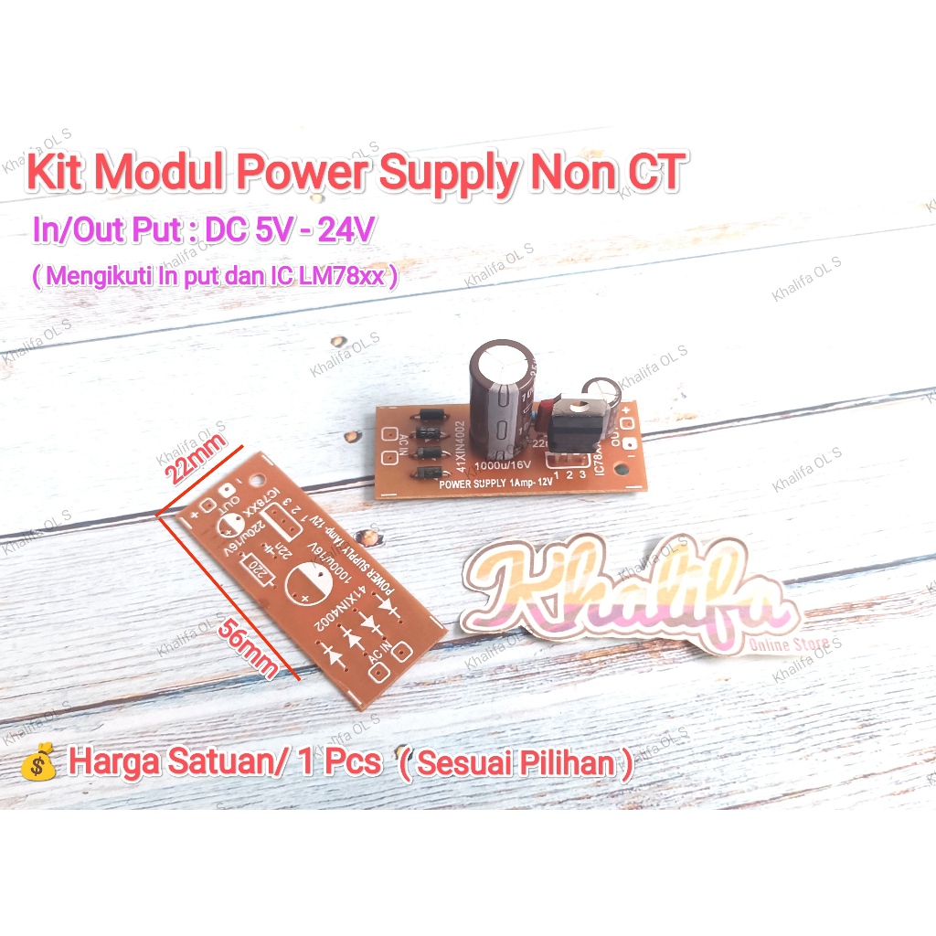 PCB Kit Modul PSU Non CT Tunggal DC 0 5V 9V 12V 15V 24V IC L78XX Modul Penyearah Tegangan Power Supp