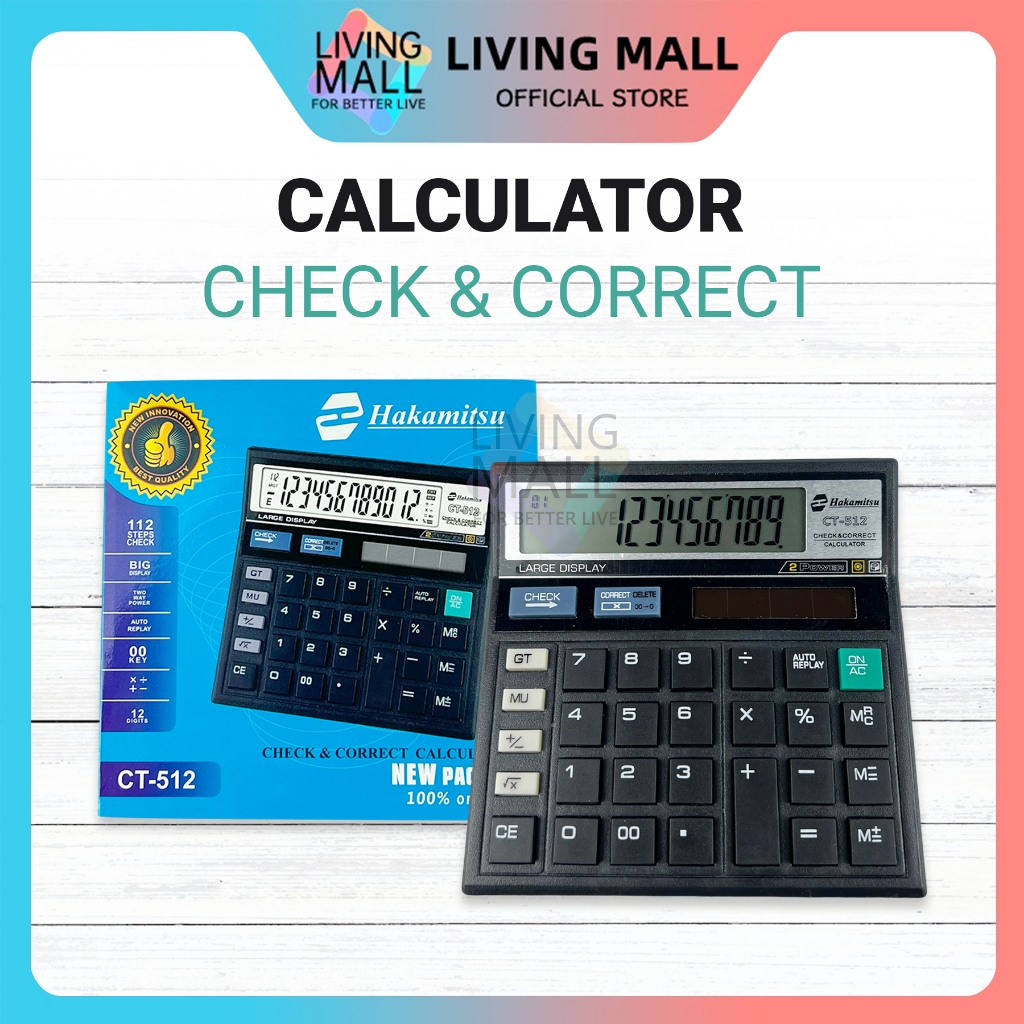 

Hakamitsu Kalkulator CT-512 12 Digit / Calculator Check & Correct Dual 2 Power