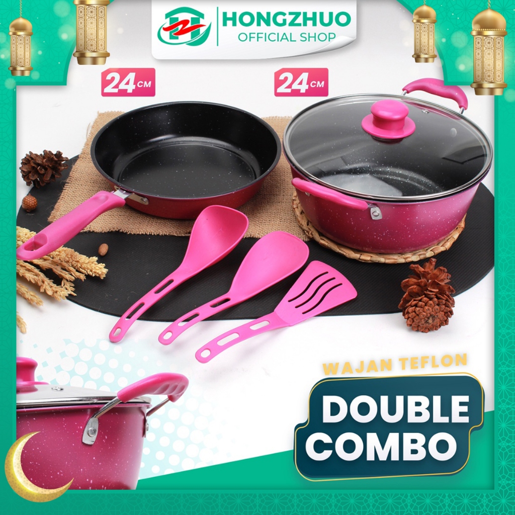 PROMO HONGZHUO PANCI SET ISI 6PCS POT SERIES PANCI TERLENGKAP DENGAN TUTUPAN DAN SPATULA