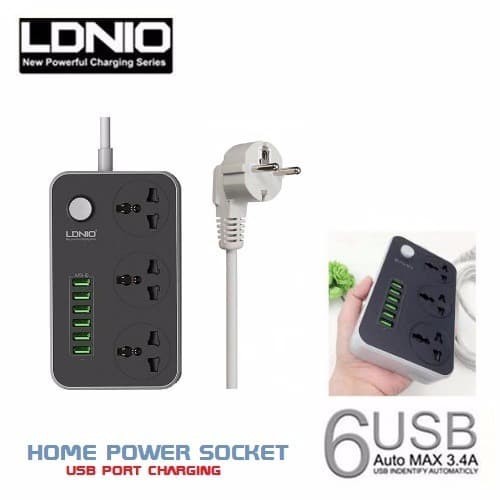 MH - Travel Charger Ldnio 6usb 3.4a - Traveling Socket dan Charger Ldnio