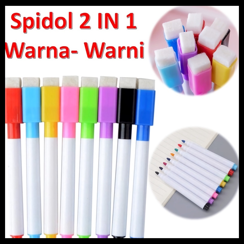 

Spidol Papan Tulis 2IN1 White Board Dengan Penghapus Sepidol Kecil Mini Warna Warni