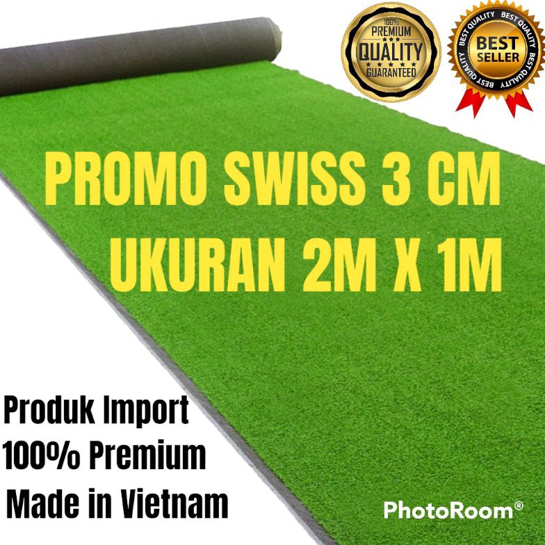 KARPET RUMPUT SINTETIS 1 ROLL UKURAN 2X1 METER TIPE SWISS PREMIUM TEBAL 3 CM ART G4Z5