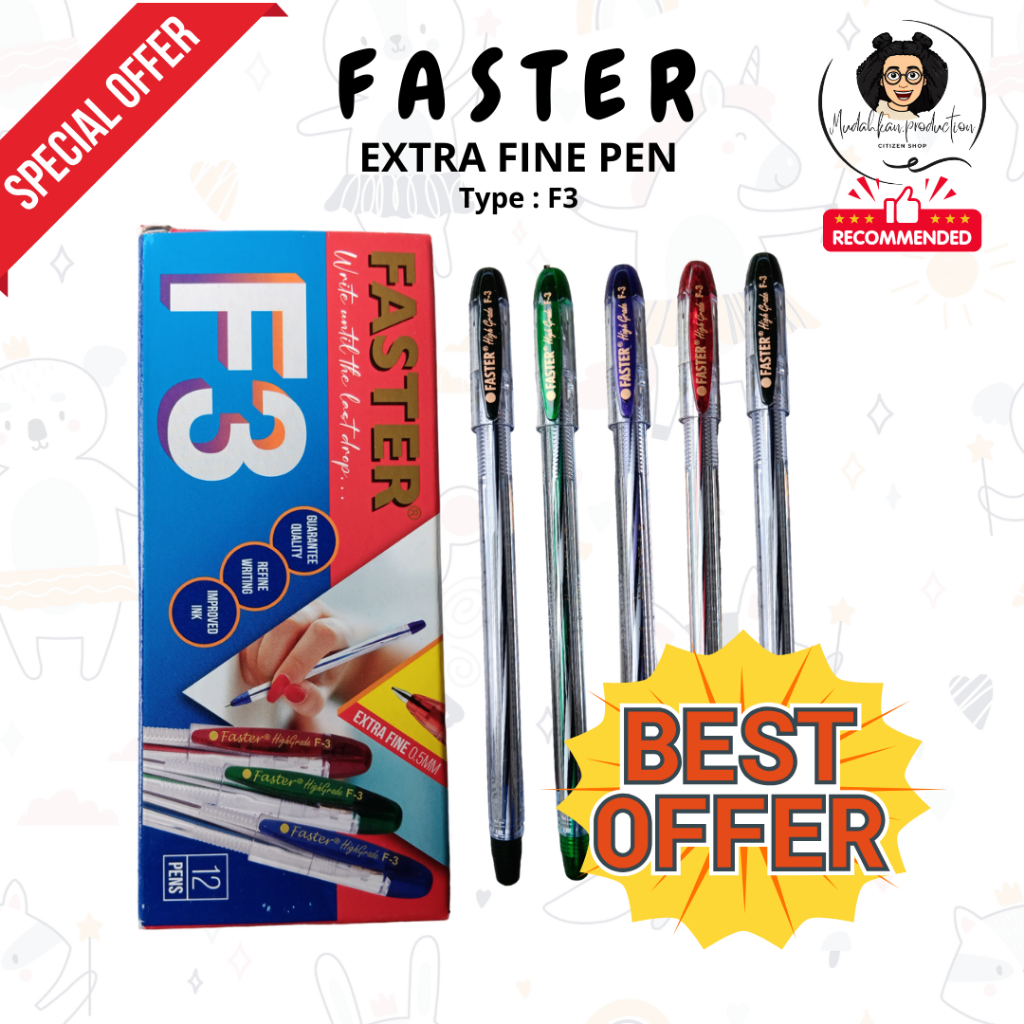 

PULPEN FASTER F3 TINTA HITAM 0.5 mm | 1 PACK ISI 12 | 1 PACK ISI 6