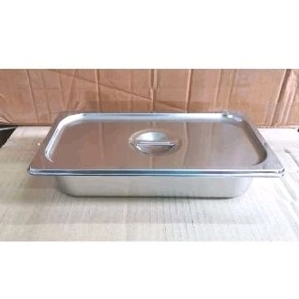 Food Pan Stainless Steel Tebal + Tutup / Wajan kotak / Tempat Makan ukuran 32×18×15 cm