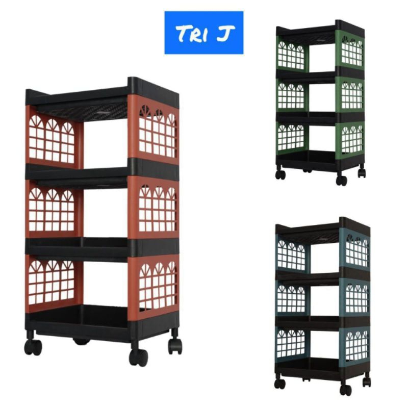 rak serbaguna kimplast 4 susun + roda rak portable rak multifungsi