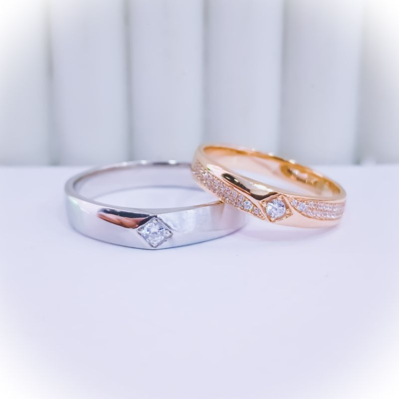 Cincin Kawin Couple Emas Putih Nikah Cincin Tunangan Cincin Lamaran Emas Palladium Silver Cincin Cow