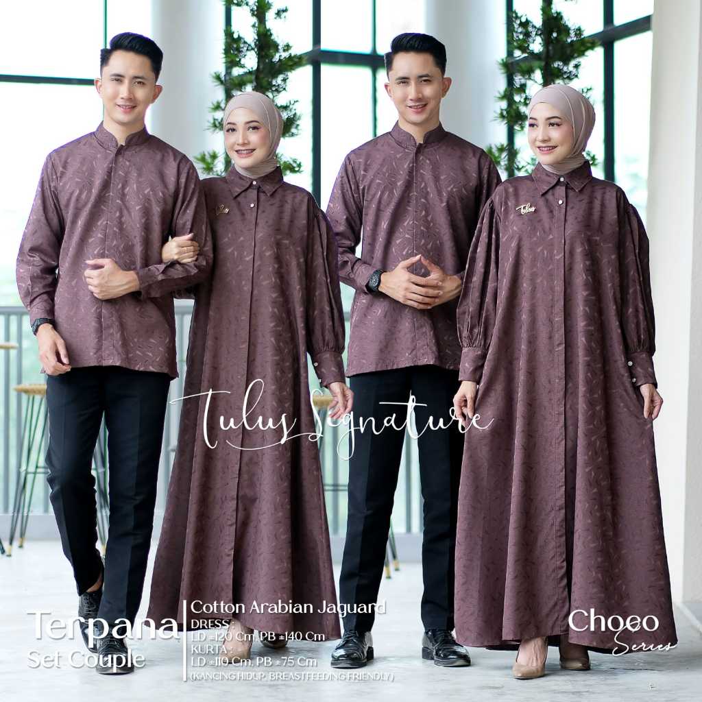 Terpana Set Couple - Baju Couple Pasangan Lebaran 2024 Sarimbit Gamis dan Kemeja Koko Size Jumbo