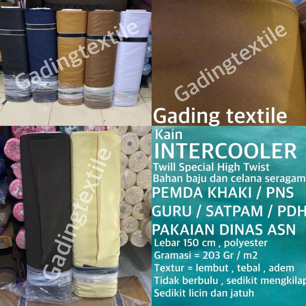 BAYAR DITEMPAT   per setengah meter  kain twill high twist INTERCOOLER lebar 15 cm bahan baju kemeja