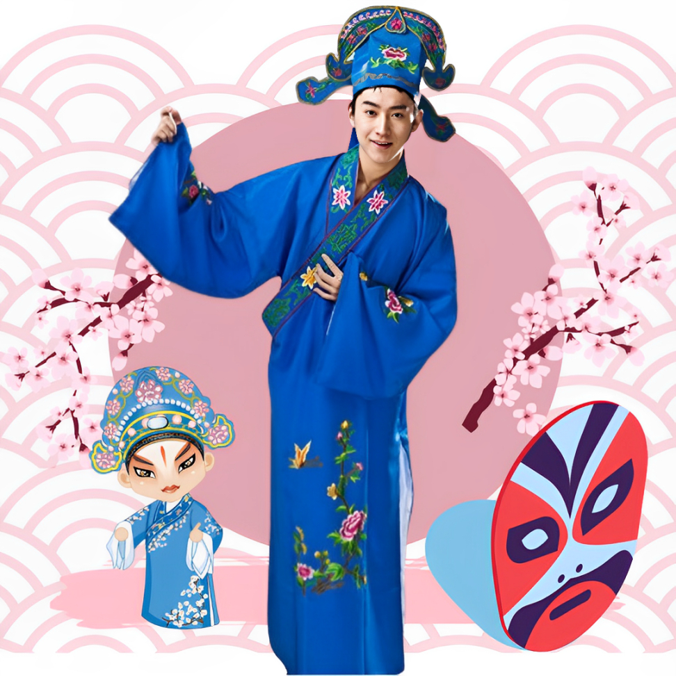Kostum dewasa XIAO SHENG Chinese Opera Full Set / Chinese Peking Opera Kostum Xiao Sheng