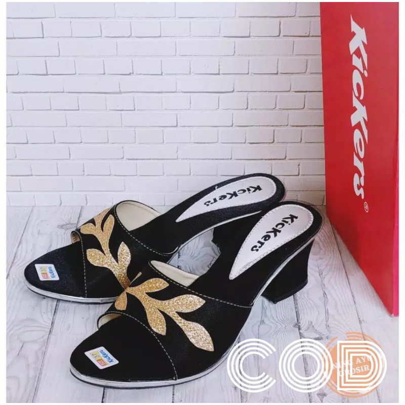 (COD) SANDAL HILS WANITA KICKERS MURAH BERKUALITAS SANDAL HIGH HEELS SANDAL SELOP SLOP SLIP ON JAPIT