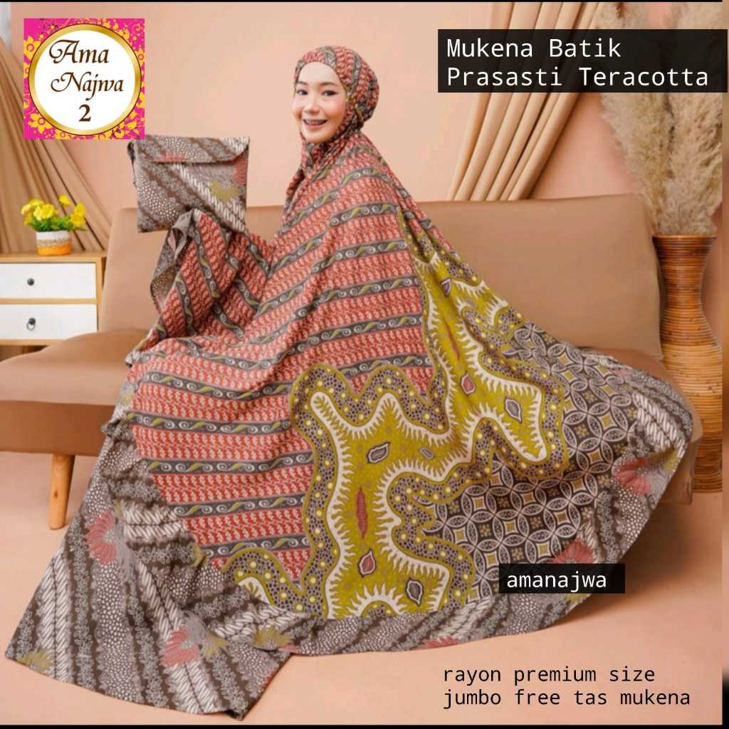 prasasti mukena mukenah rukuh rukoh batik rayon motif ukuran big size super jumbo bigsize adem dan n