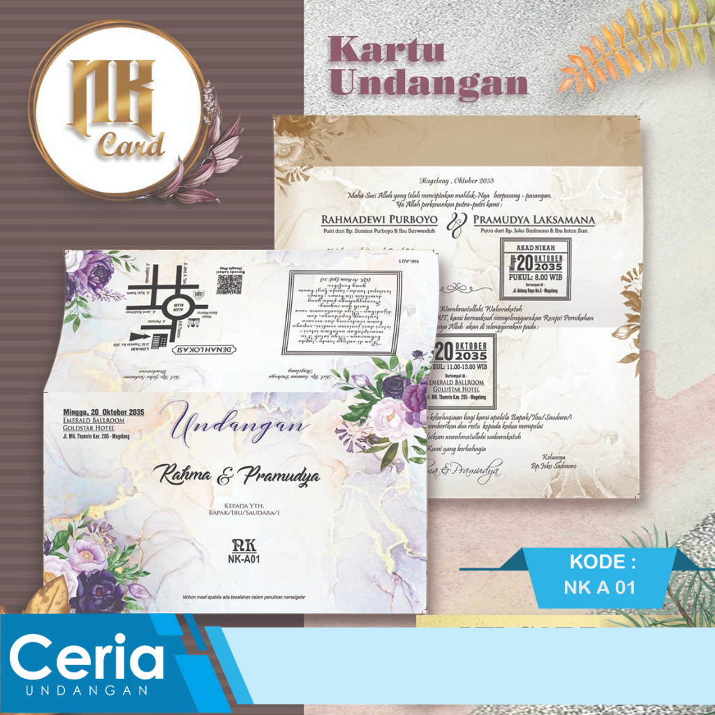 Blangko Kartu Undangan Pernikahan NK Card Seri NK A 01 Harga Termurah