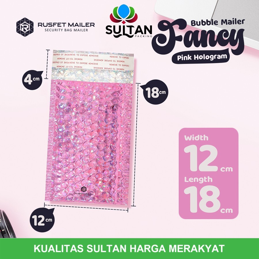 

AMPLOP BUBBLE MURAH|BUBBLE MAILER|BUBBLE PACKING PINK HOLOGRAM 12x18