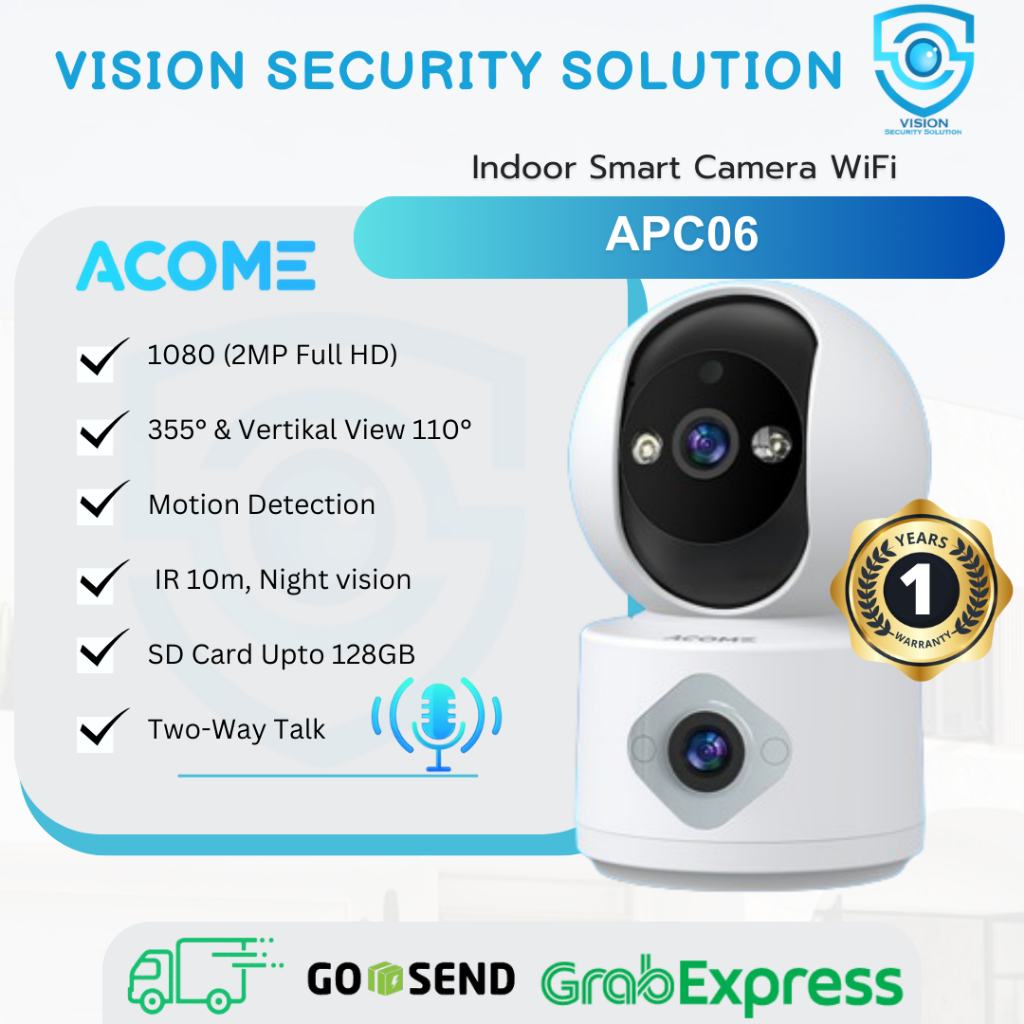 Acome APC06 2MP Smart Camera CCTV Indoor  WiFi Camera Two Way Talk - Smart CCTV Indoor - Garansi Res