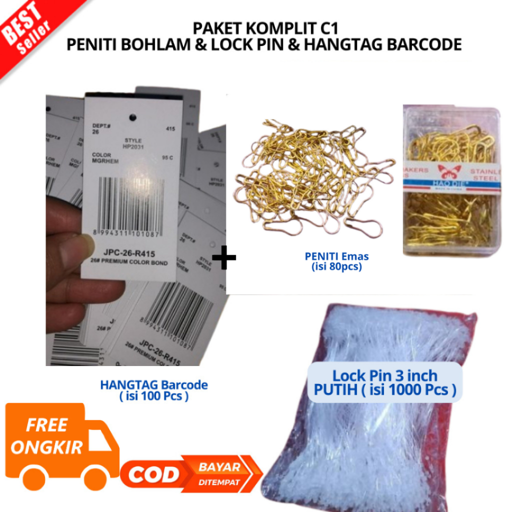 

[AOZ] BAYAR DI TEMPAT PAKET KOMPLIT (C) PENITI BOHLAM & TALI LOCK PIN HANGTAG & HANGTAG BARCODE