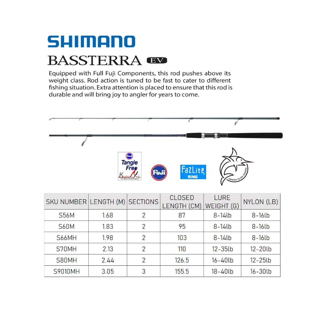 Shimano Bassterra EV Rod Joran Pancing Empang Kolam Danau Sungai