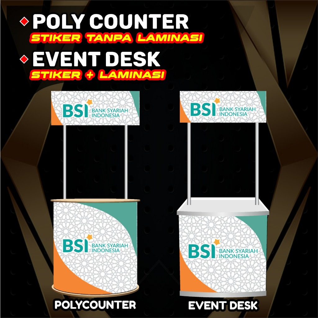 Meja Event Desk/Polycounter Costum Murah/Cetak Event Desk & Polycounter Murah