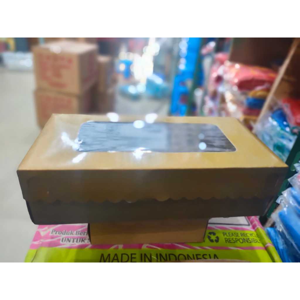 Kotak Brownies Kue Bolu Dus Kemasan Snack Window/Box Cake Gold / Kotak Kue Coklat 12x25x7