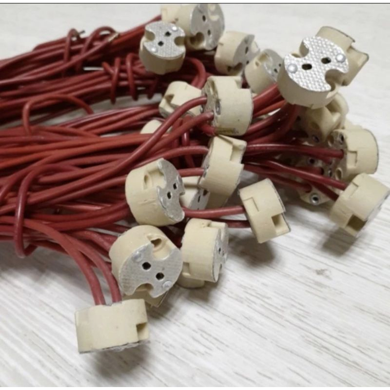Fiting Fitting Tusuk Mr16 Itali kabel coklat / Fiting Halogen Italy Mr16