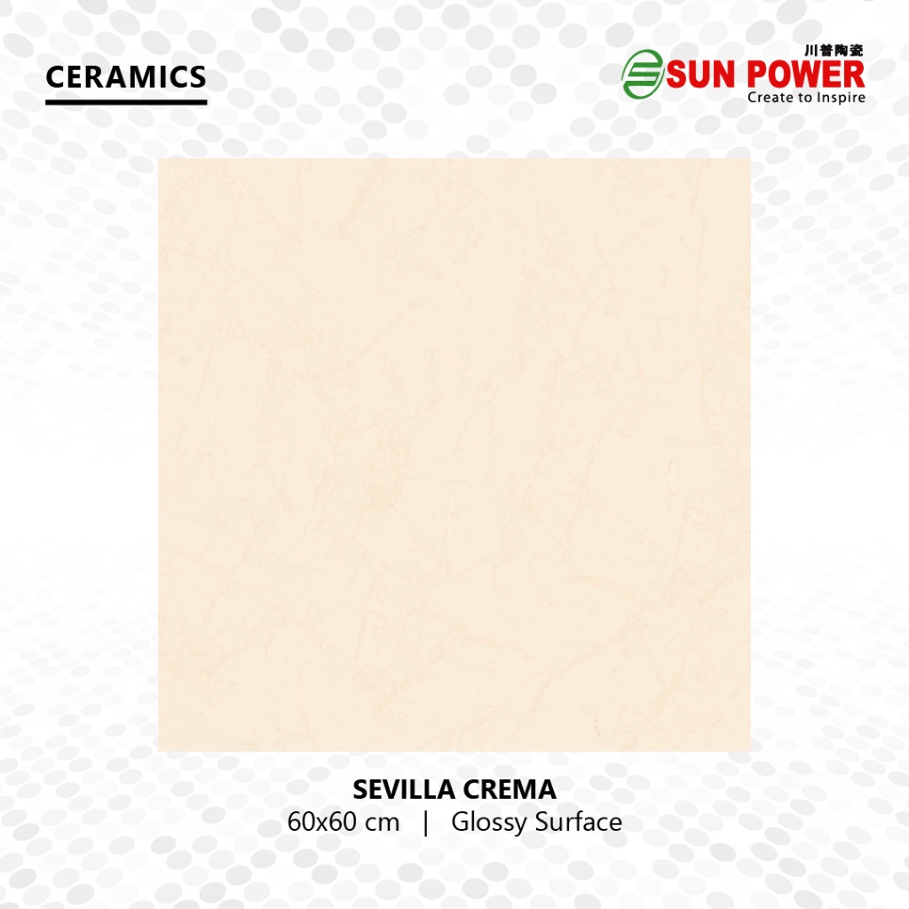 Keramik Lantai Body Putih Glossy -Sevilla Crema 60x60 | Sun Power