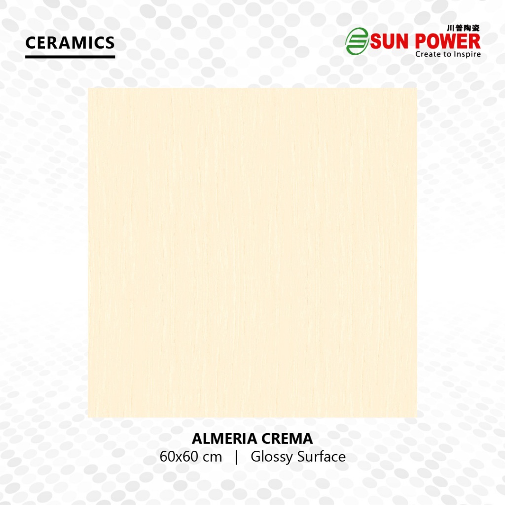 Keramik Lantai Body Putih Glossy - Almeria Crema 60x60 | Sun Power