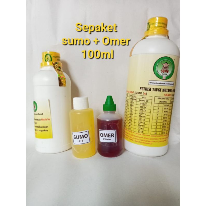 nutrisi tauge sumo+nutrisi tauge omer 100ml (untuk menambah bobot tauge dan mencegah akar bercabang 