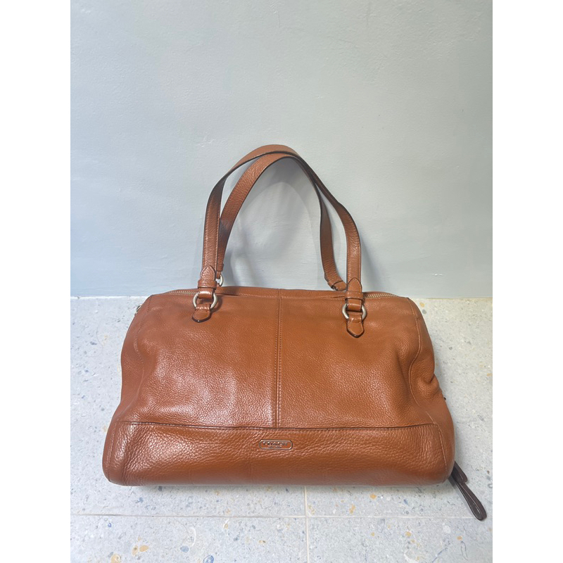 tas preloved coach leather brown kulit mantul