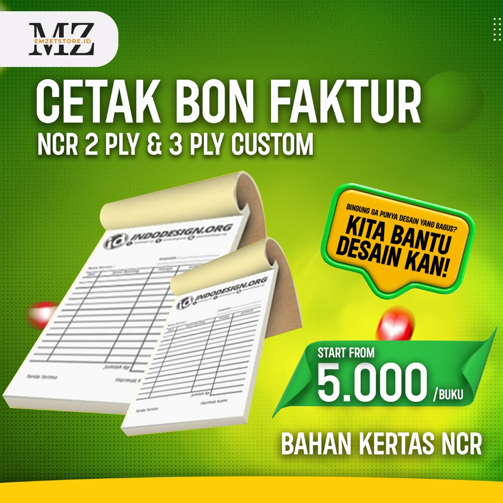 

CETAK BON FAKTUR 1RIM CUSTOM NCR 2PLY DAN 3PLY