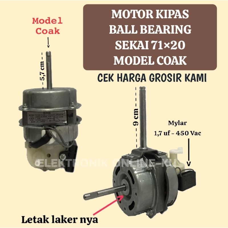 MOTOR KIPAS ANGIN DINAMO FAN BALL BEARING SEKAI 71×20 MODEL COAK
