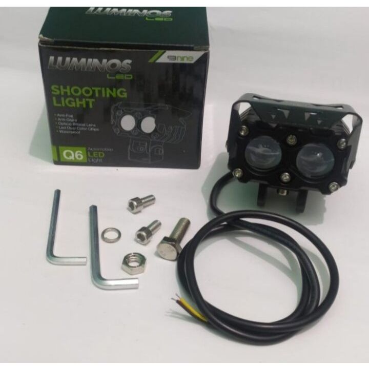 LAMPU TEMBAK MOTOR LUMINOS Q6 2 MATA TEMBUS KABUT