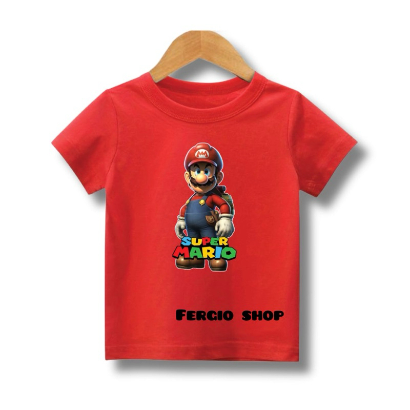 atasan anak motif super Mario/ kaos anak motif Mario bros/ baju anak unisex super mario bros
