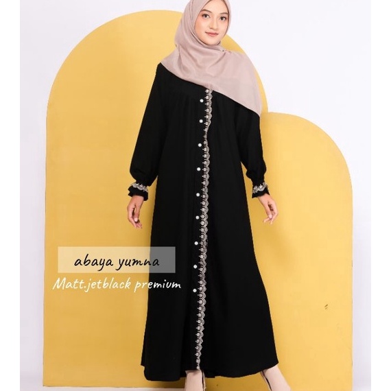 Penawaran Menarik ABAYA YUMNA  GAMIS JETBLACK RENDA  GAMIS JETBLACK PREMIUM  ABAYA JETBLACK RENDA  A