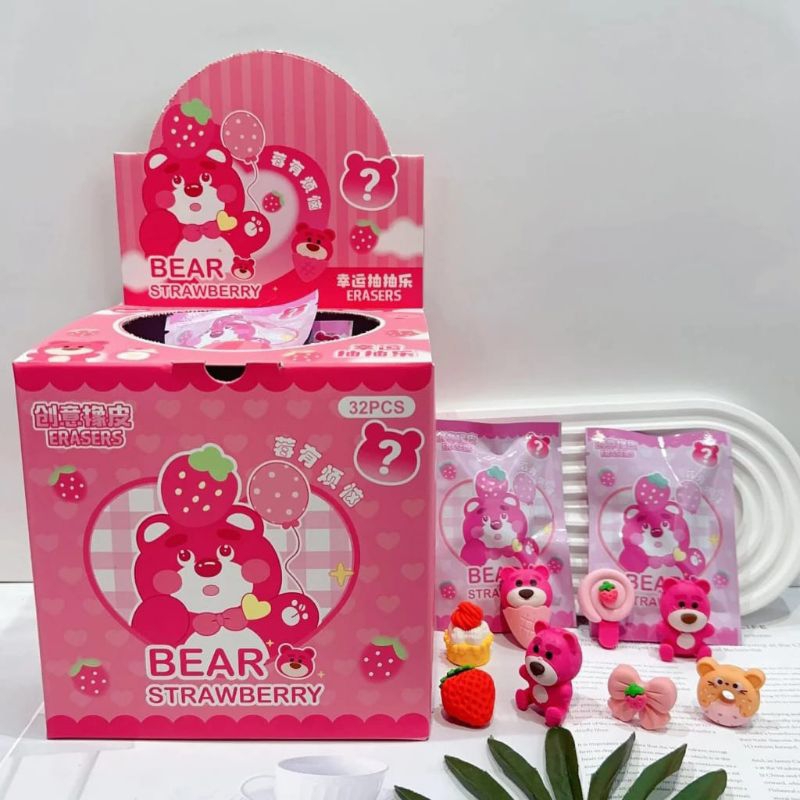 

Penghapus Pensil Lotso Strawberry Mystery Bag Pink Bear Cute Eraser Blind Bag