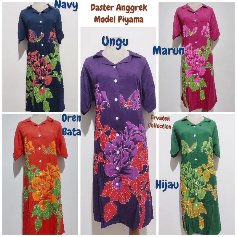 (LD 115cm) DASTER ANGGREK A 1048 Model Piyama Full Kancing Atas Bawah / Baju Tidur Batik Katun daste