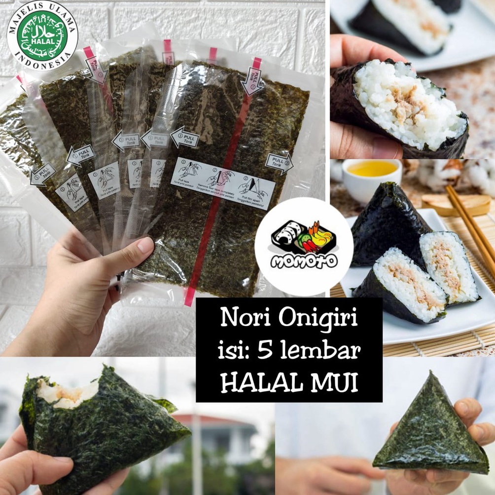 

Terlarisss Nori Onigiri Wrapper Halal MUI 5 lembar Rumput Laut Import untuk Nasi Kepal Triangle Sushi Nori J