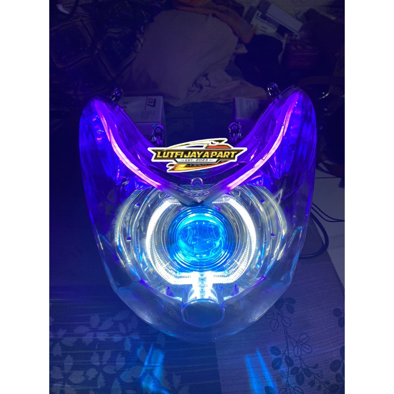 New Paket Ganteng Mio Soul karbu reflektor set semi Biled Cutt off Cahaya Super Terang Set Alis Runn