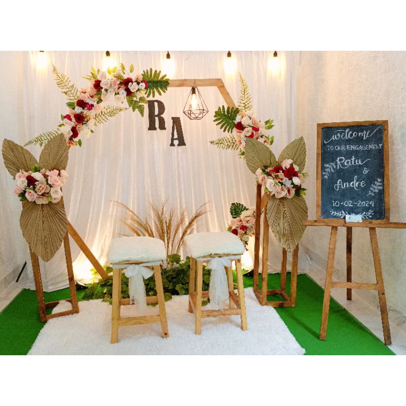 sewa backdrop murah/jabotabek/hexagonal/rustic/lamaran/hexagonal/ultah/tasyakuran/khitanan/photoboot