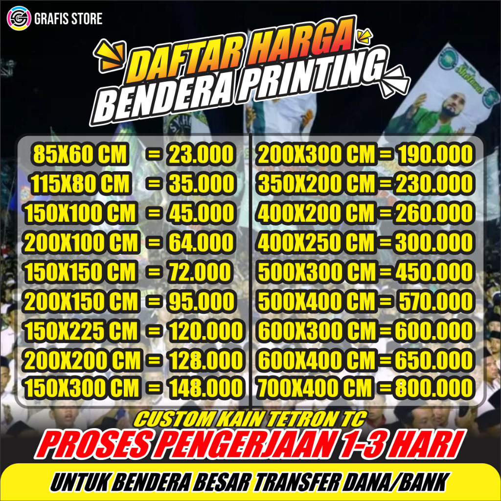 Jual Bendera Kain Giant Flag Spanduk Kain Full Printing Kain Tetron Custom