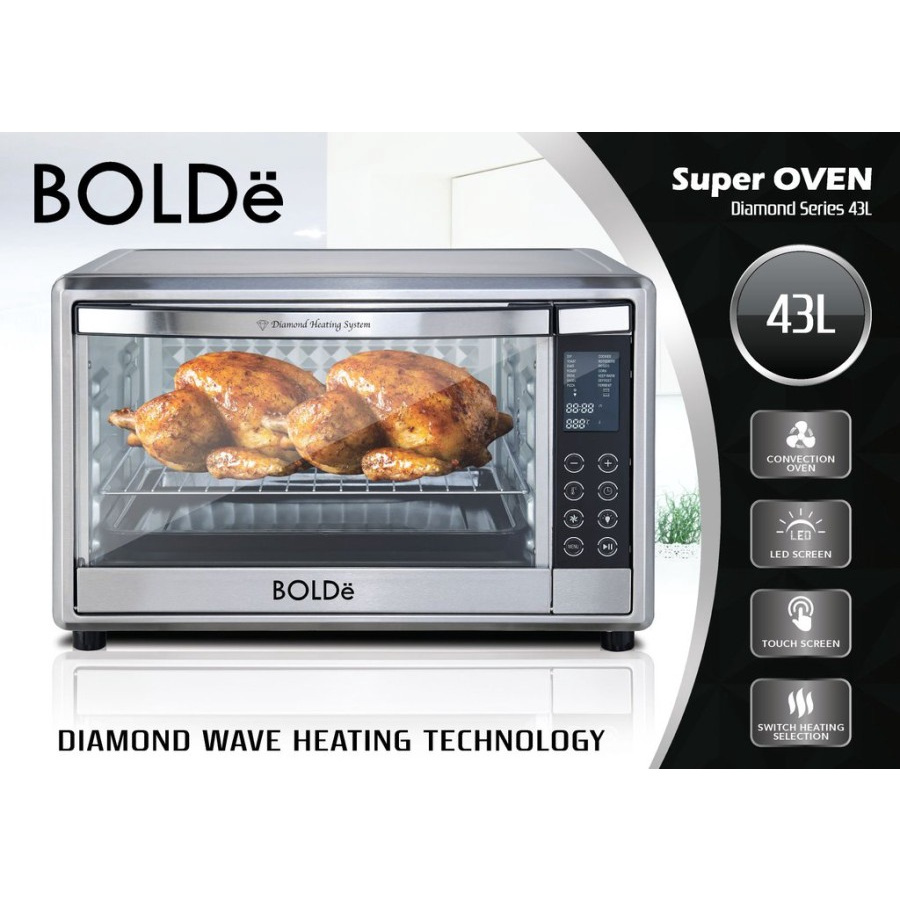 BOLDE Super Oven Listrik Digital Diamond Series Kapasitas 43 Liter Original Garansi Resmi