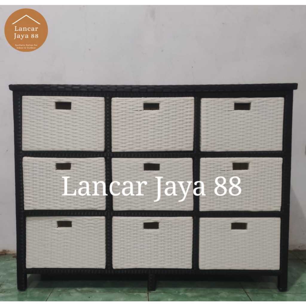 Lemari Laci Rotan Sintetis 9 Susun