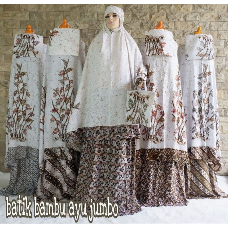 Mukena Rukuh Bahan Rayon Jumbo Premium Motif Batik Bagus Keren Wanita cewek perempuan dewasa