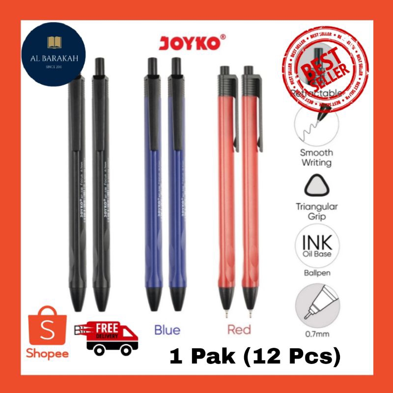 

1 Pak (12 Pcs) !!! Pena Joyko BP-338 Focus 0.7 mm Ball Pen Pulpen