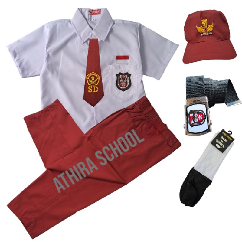 Seragam sekolah anak SD Laki2 Baju pendek celana panjang merah putih
