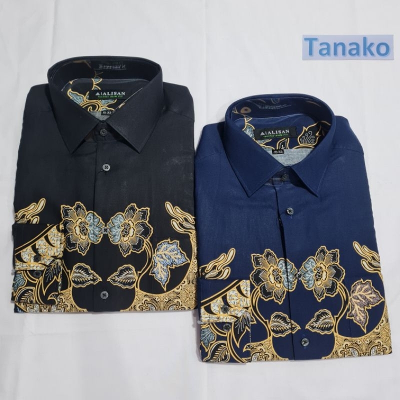Kemeja Batik Alisan Baju Batik Pria Slim Fit Batik modern lengan panjang
