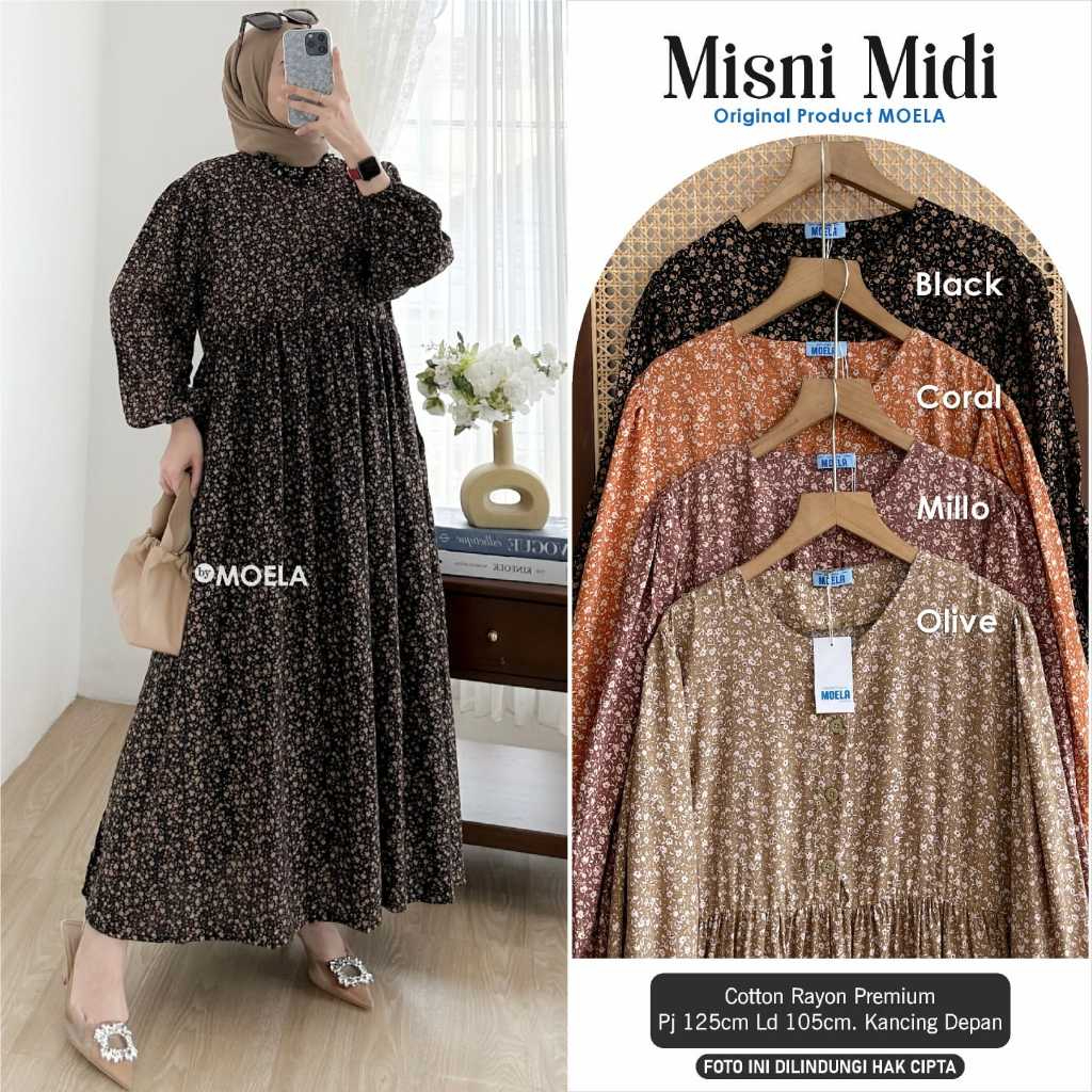 Adita -  MISNI MIDI Dress Big Size Gamis Lebaran LD 150 140 130 120 110 Panjang 125 Super Jumbo XL X