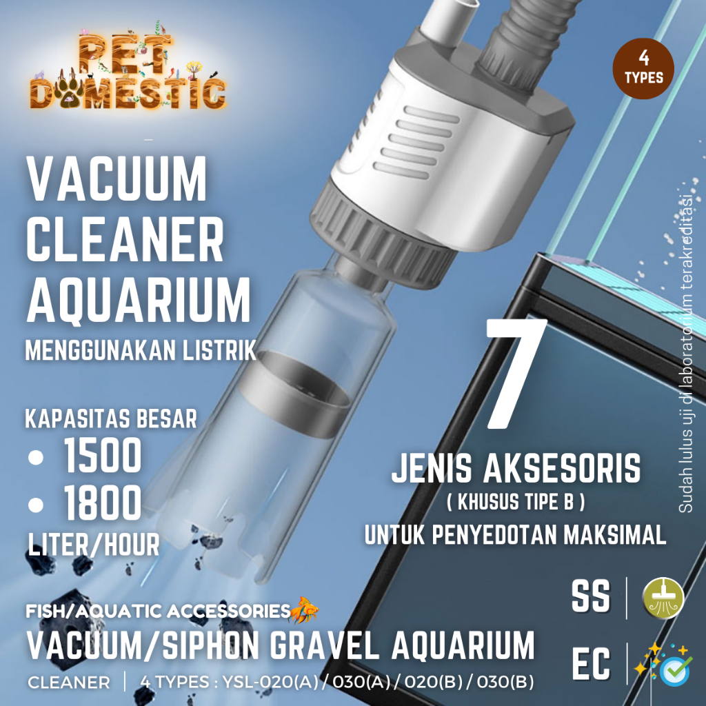 Lovemiauw Vacuum Elektrik Aquarium Sipon Sifon Siphon Kuras Pembersih Penyedot Penguras Kotoran