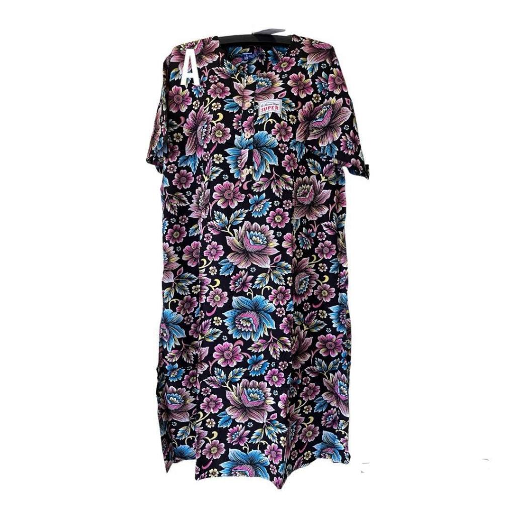 Kencana ungu daster jumbo - Daster pendek jumbo Batik kencana ungu label biru model L3 super