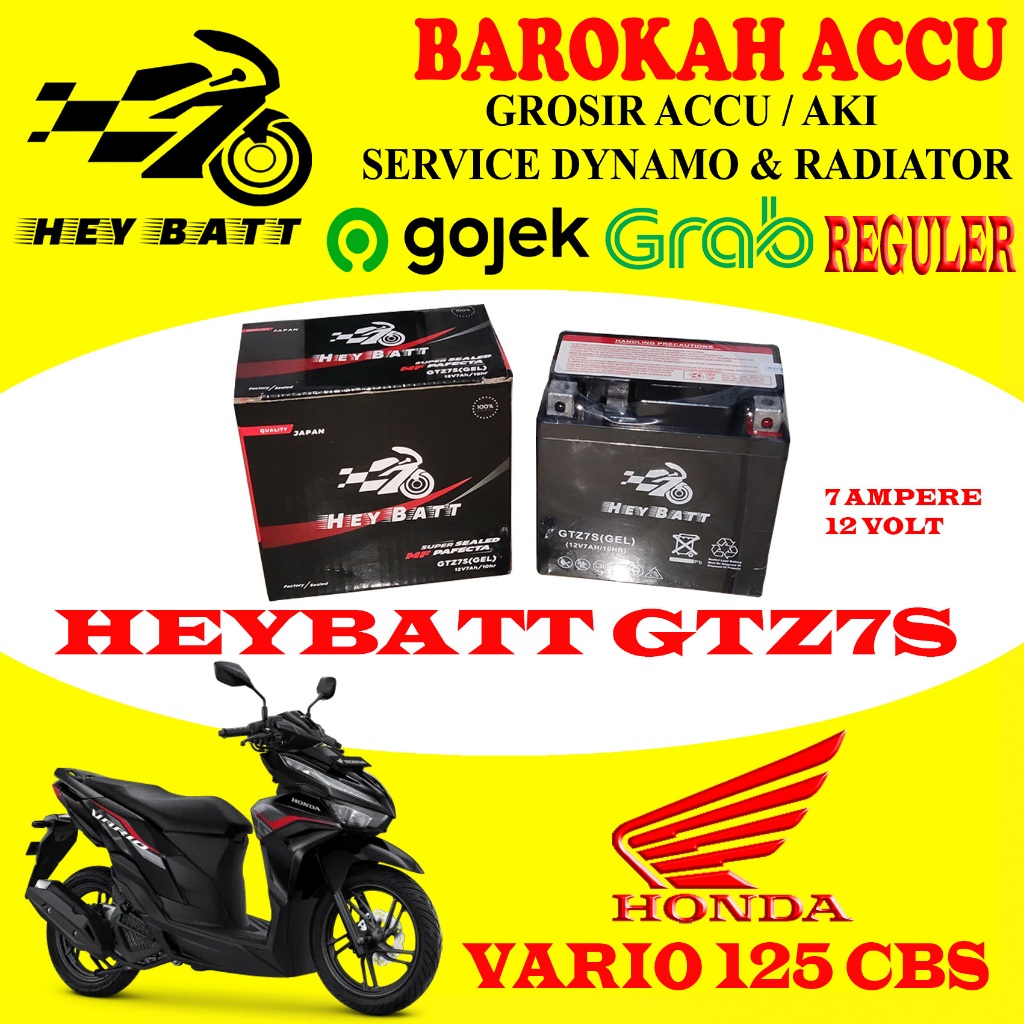 AKI MOTOR HONDA VARIO 125 CBS HEYBATT GTZ7S, 7 AH