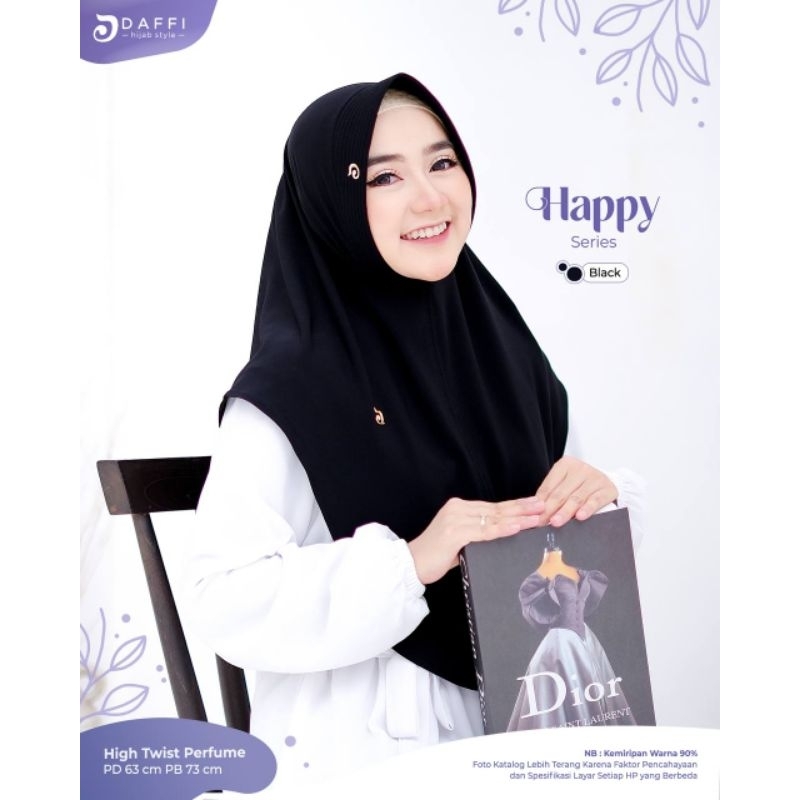 [COD] DAFFI HIJAB HAPPY SERIES HAPPY BERGO DAFFI HIJAB Polos Hijab Daily Pad Antem Kerudung Instant 